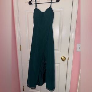 Azazie Dark Green Strapless Wedding Dress